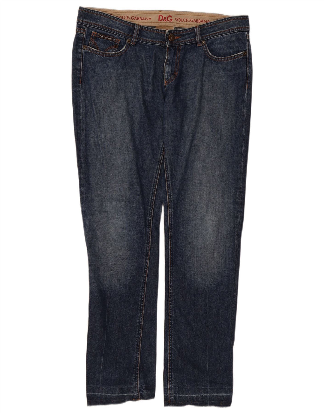 Calça jeans feminina DOLCE & GABBANA com corte justo e cintura baixa W34 L30 azul