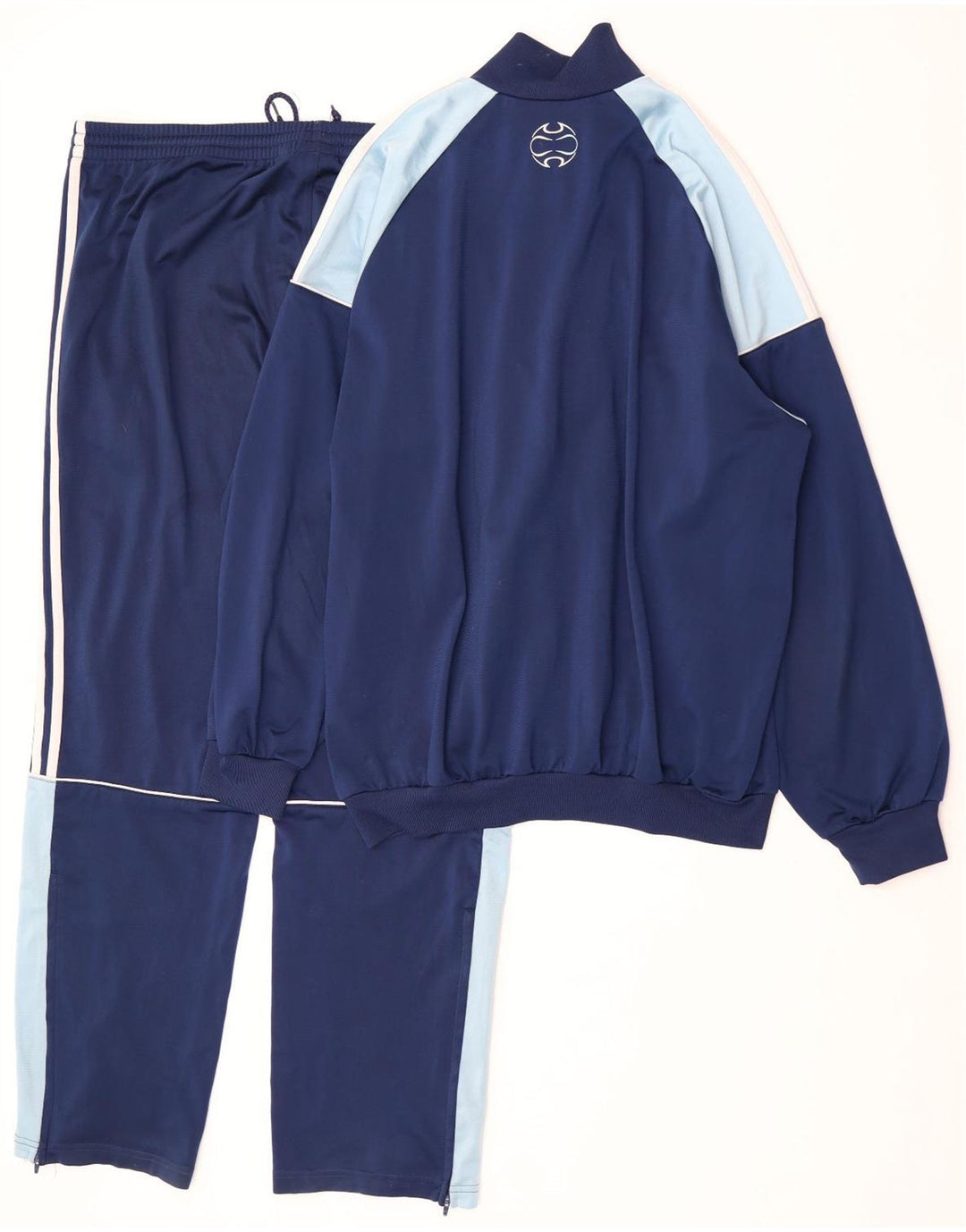 Adidas Mens Full Tracksuit UK 42/44 Grande Azul Marinho Colorblock Poliéster