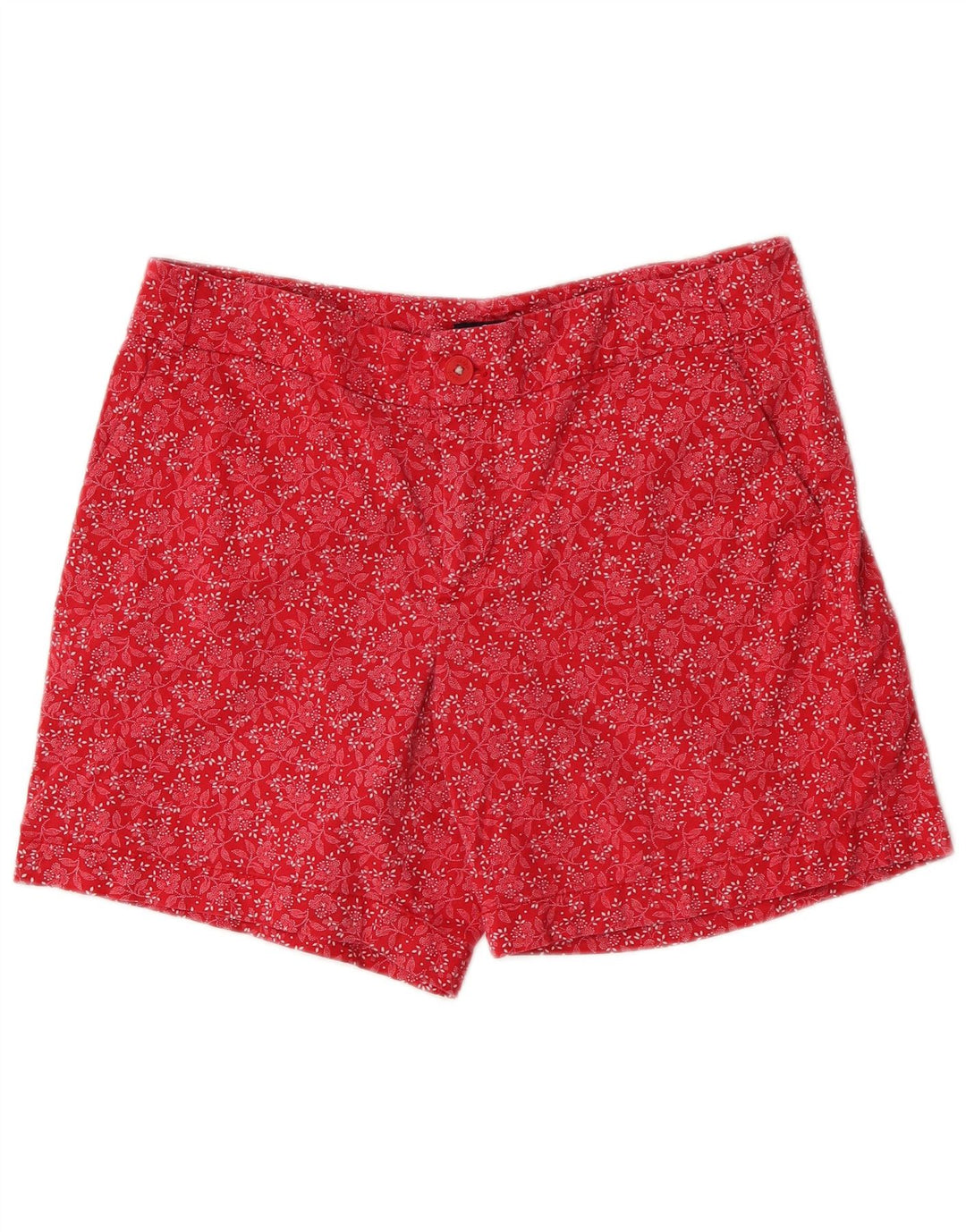 Shorts chino feminino Chaps US 8 médio W30 algodão floral vermelho