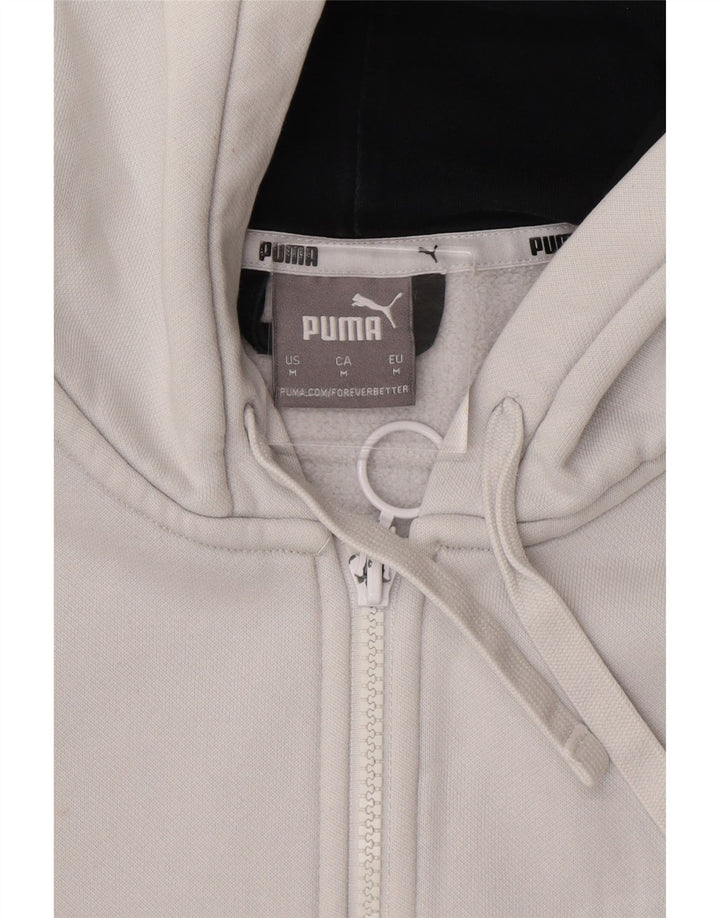 PUMA Mens Zip Hoodie Sweater Medium White Colourblock Cotton Vintage Puma and Second-Hand Puma from Messina Hembry 