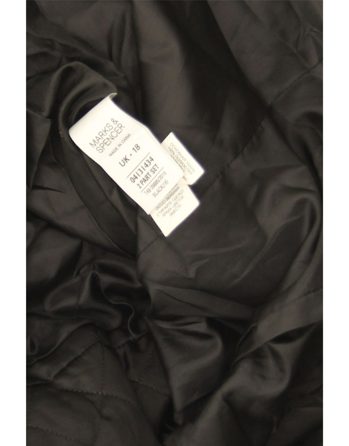 Sobretudo acolchoado feminino Marks & Spencer UK 18 XL poliéster preto