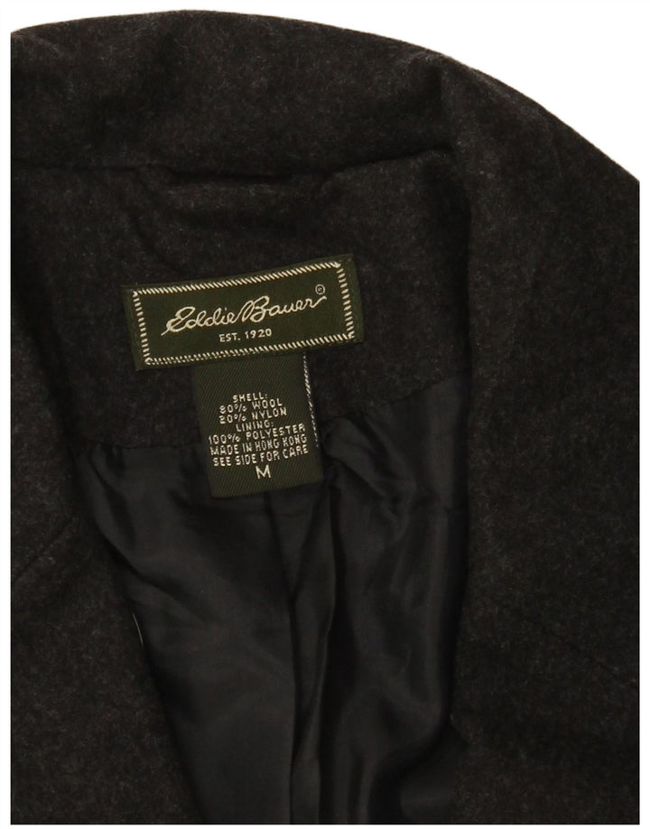 Jaqueta blazer feminina EDDIE BAUER com 3 botões Reino Unido 14 lã cinza médio