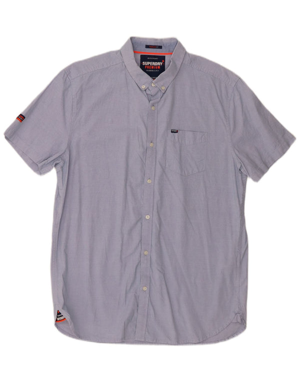 Camisa masculina Superdry manga curta regular fit XL azul algodão