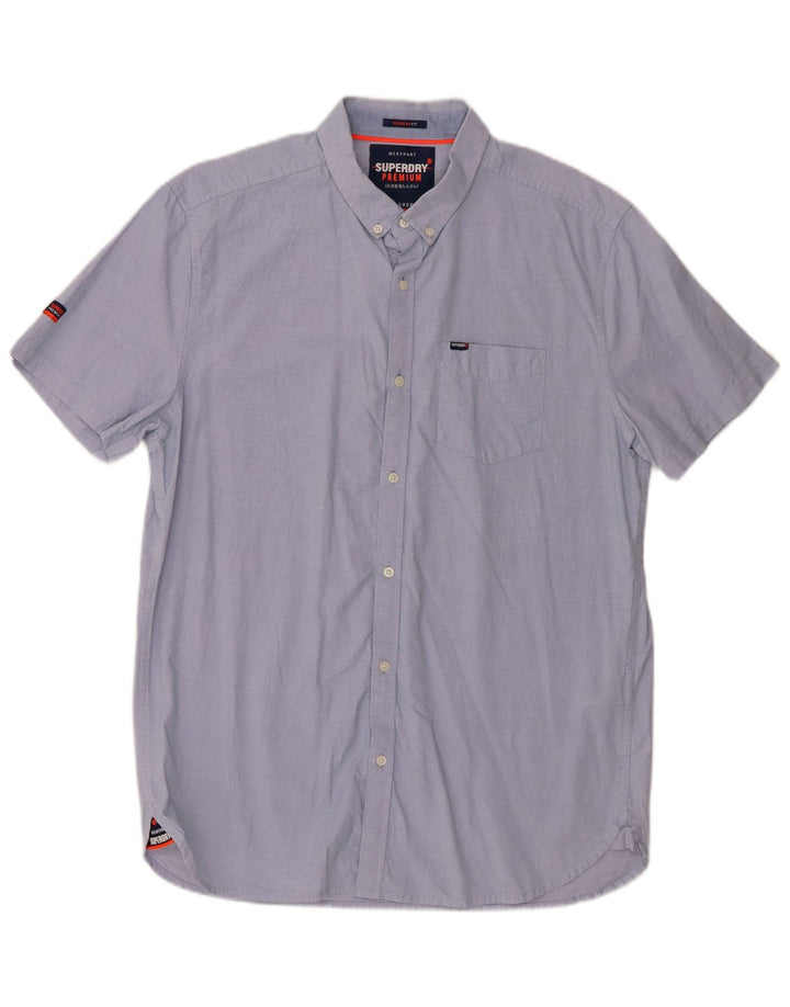 Camisa masculina Superdry manga curta regular fit XL azul algodão