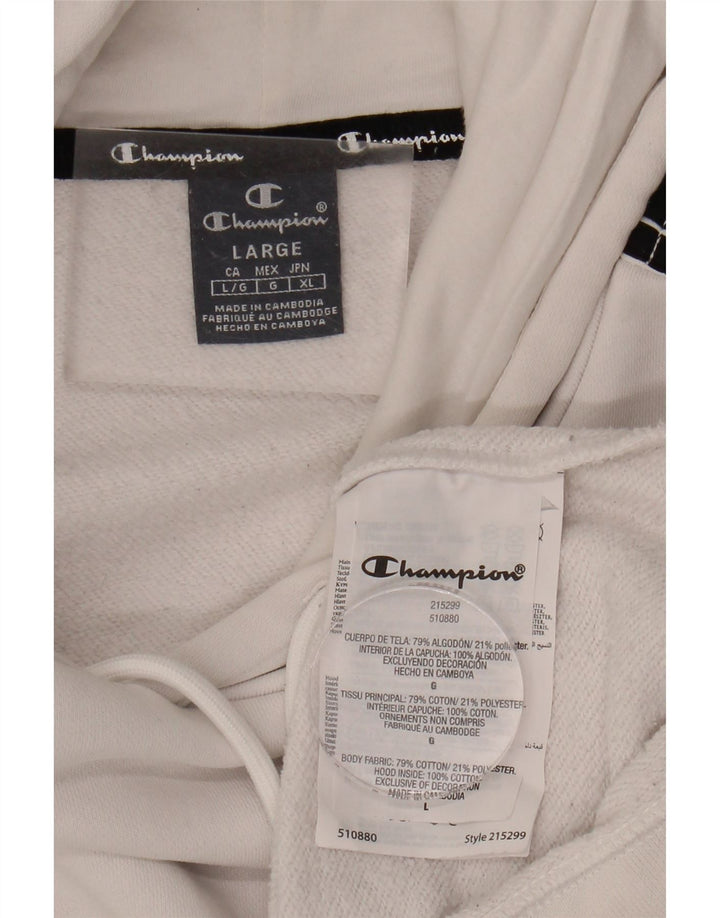 CHAMPION Suéter com capuz gráfico masculino grande algodão colorido branco