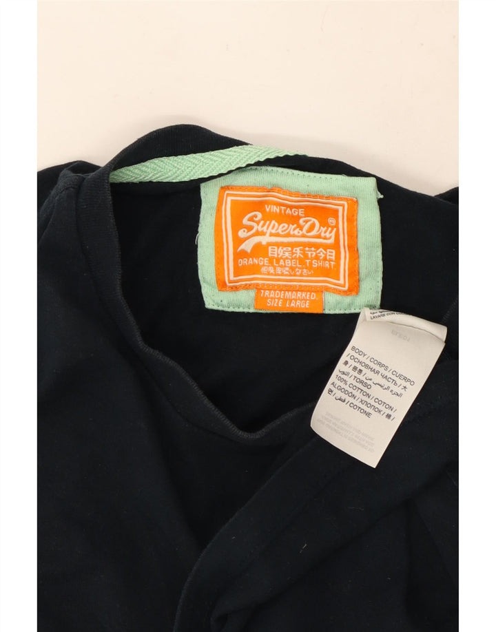Camiseta masculina Superdry Top grande algodão azul marinho
