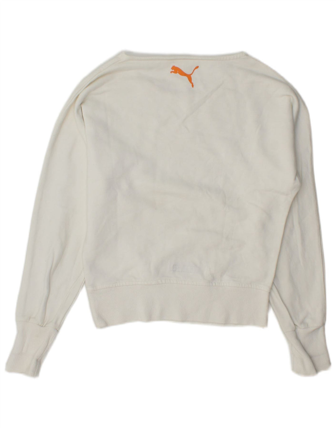 Puma feminino gráfico moletom jumper UK 6 XS branco