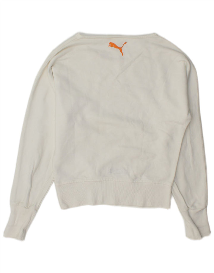 Puma feminino gráfico moletom jumper UK 6 XS branco