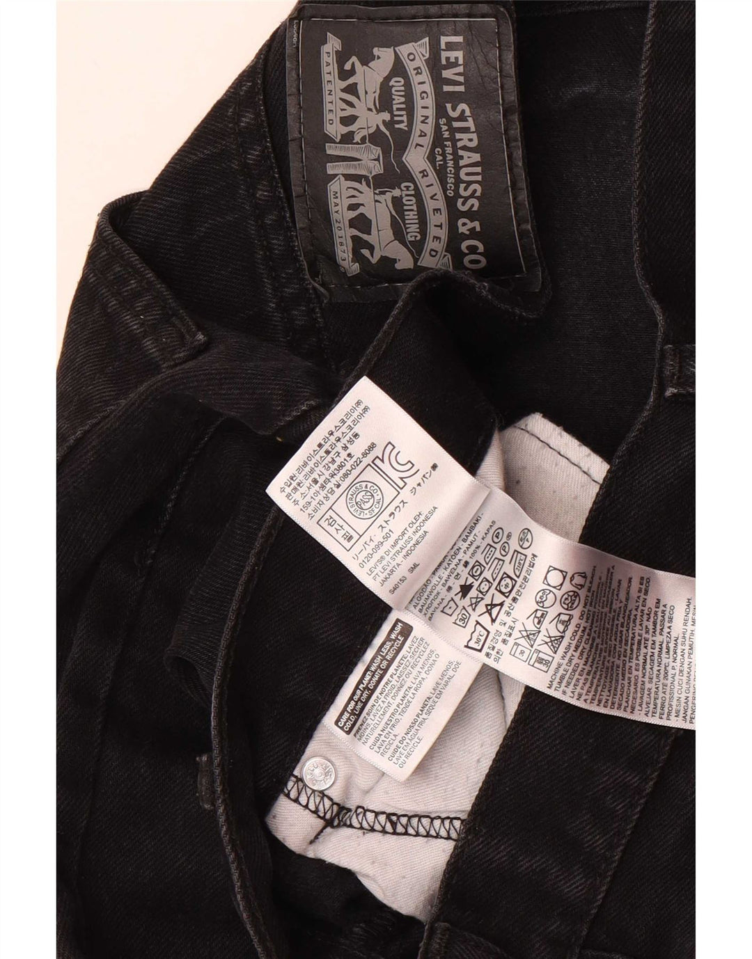 Calça jeans reta masculina Levi's W34 L34 algodão preto
