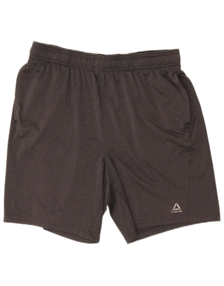 Shorts esportivos masculinos Reebok grande poliéster cinza