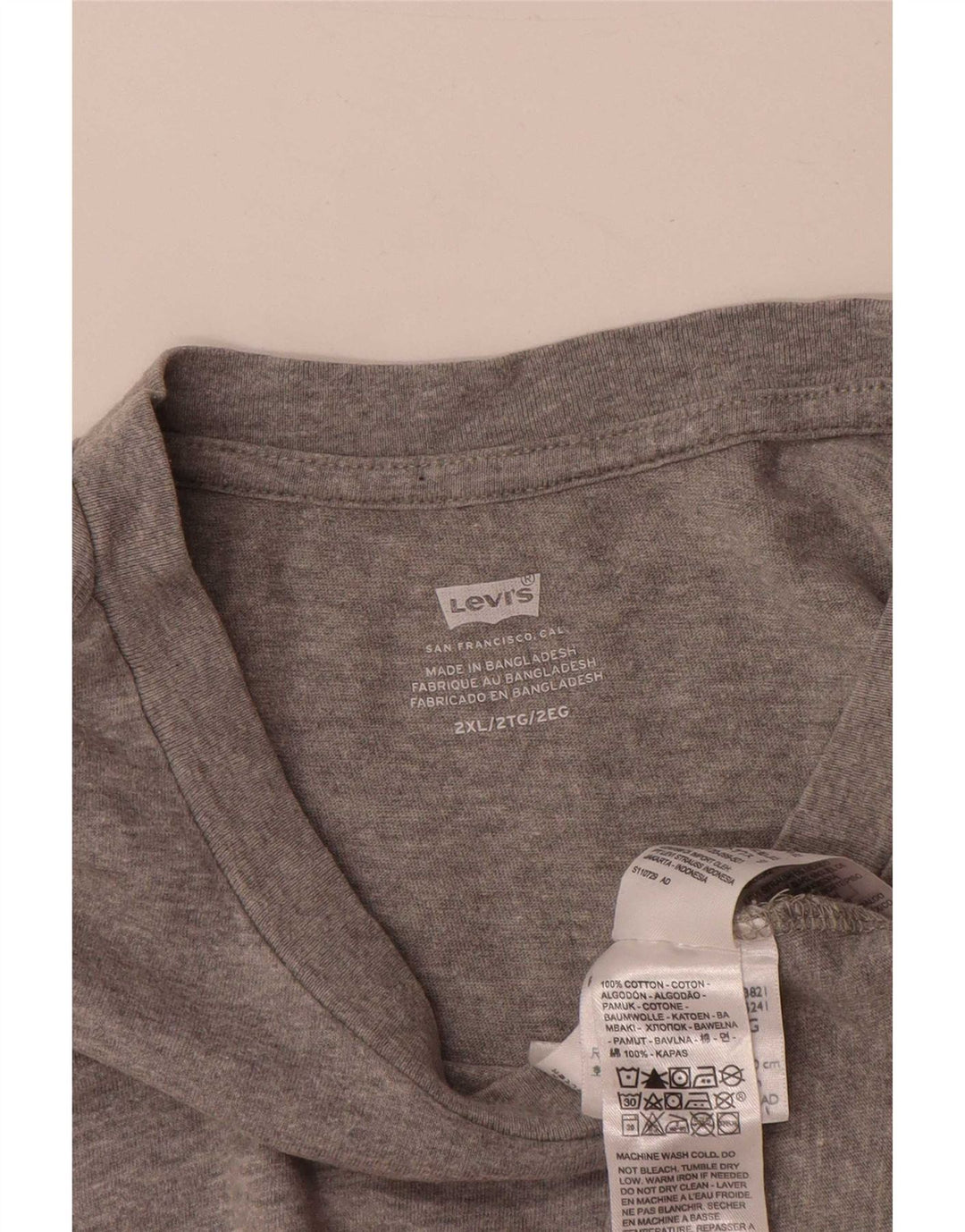 Camiseta gráfica masculina Levi's Top 2XL algodão cinza
