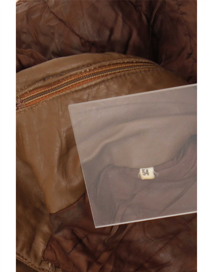 Jaqueta de couro masculina vintage UK 54 2XL marrom