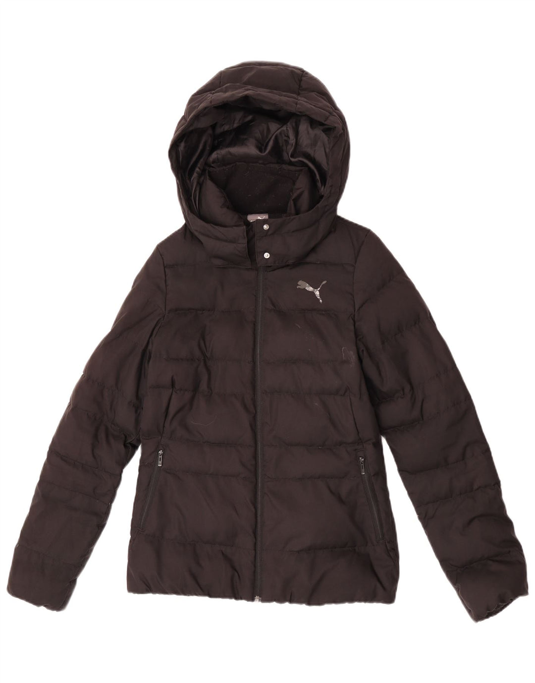 Casaco acolchoado com capuz feminino Puma UK 8 pequeno poliéster preto