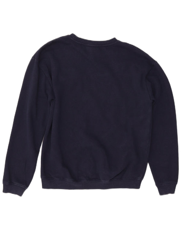 ELLESSE moletom feminino gráfico jumper UK 12 médio azul marinho algodão