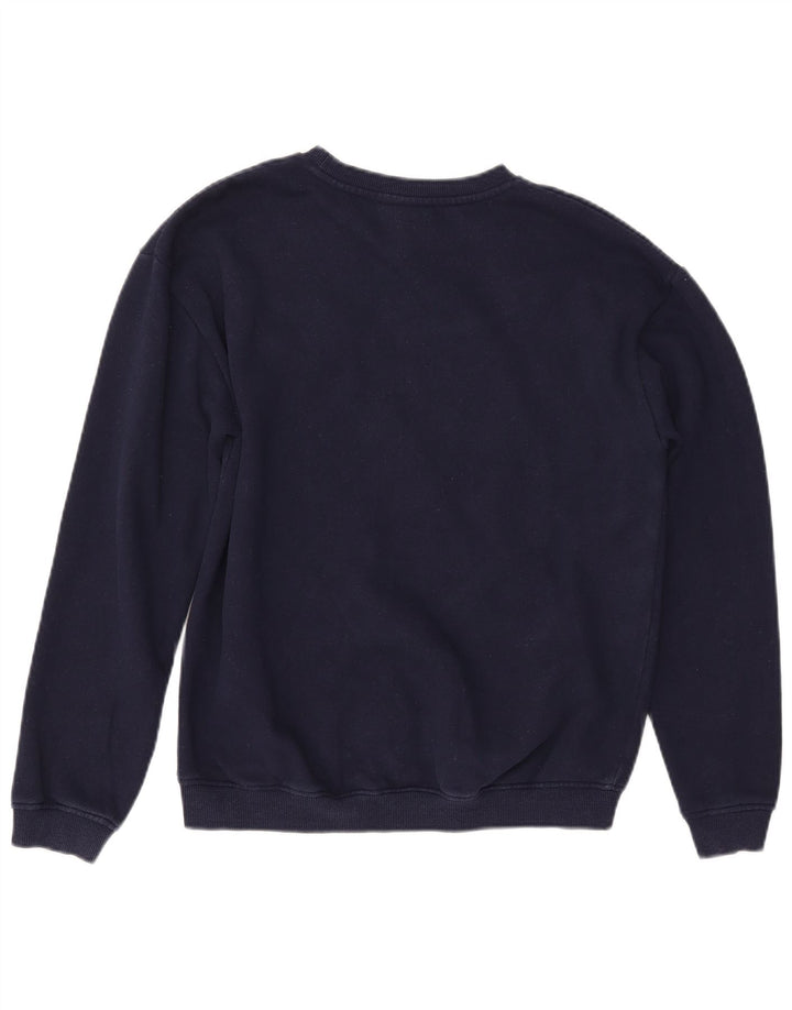 ELLESSE moletom feminino gráfico jumper UK 12 médio azul marinho algodão