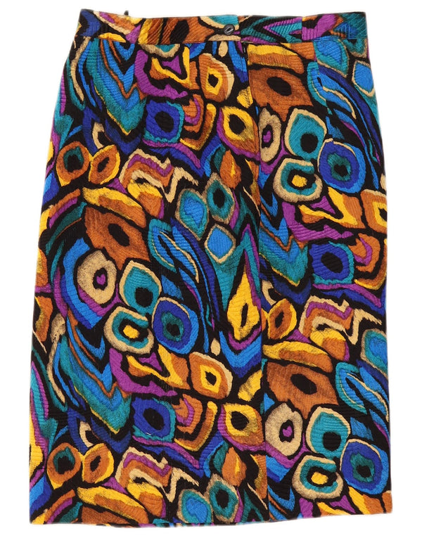 Saia reta feminina vintage W32 grande multicolorida Ikat