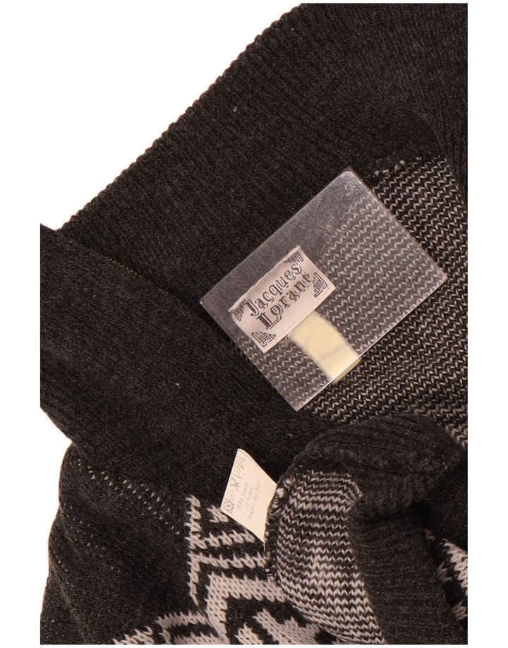 Suéter masculino Jacques Lorant com zíper e gola grande cinza Fair Isle