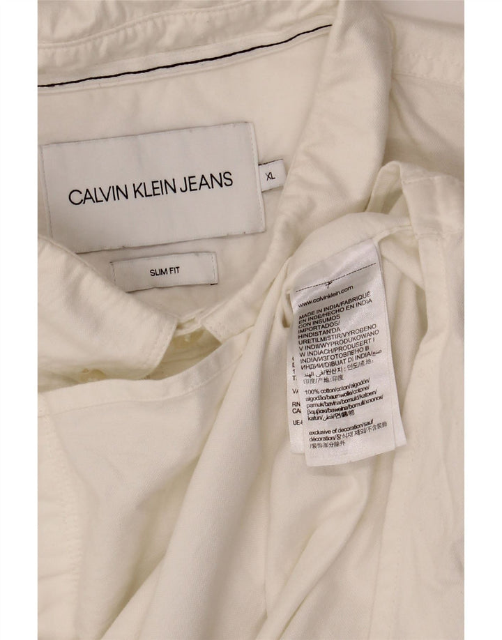 Camisa masculina CALVIN KLEIN JEANS Slim Fit XL algodão branco