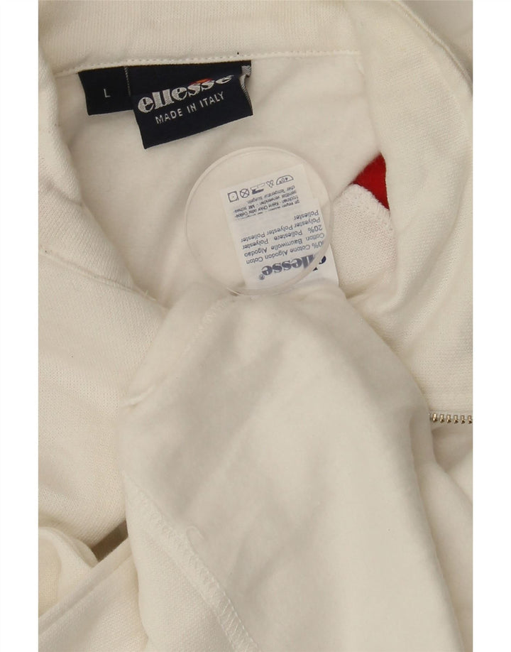 Moletom masculino ELLESSE com zíper e gola alta de algodão branco