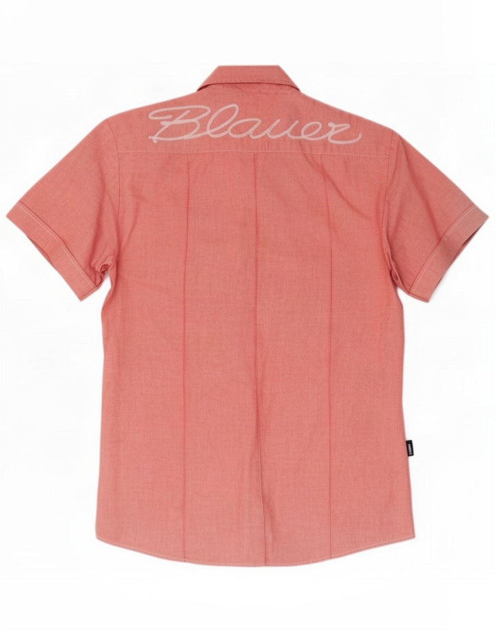 Blauer Camisa masculina de manga curta gráfica grande algodão rosa