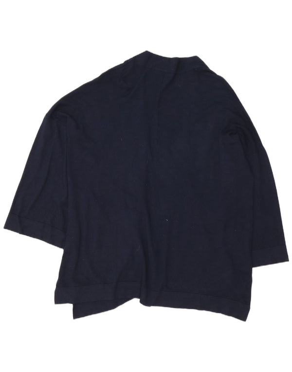 Zara Suéter cardigã feminino oversized manga 3/4 Reino Unido 16 grande azul marinho