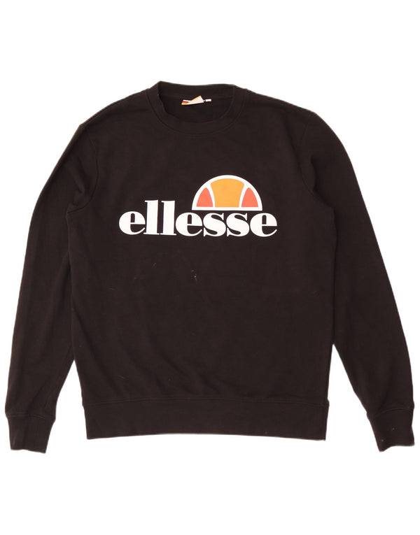 Ellesse moletom masculino gráfico jumper pequeno algodão preto