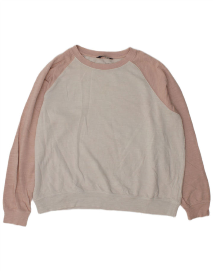 Suéter feminino Marks & Spencer UK 16 grande bloco colorido branco