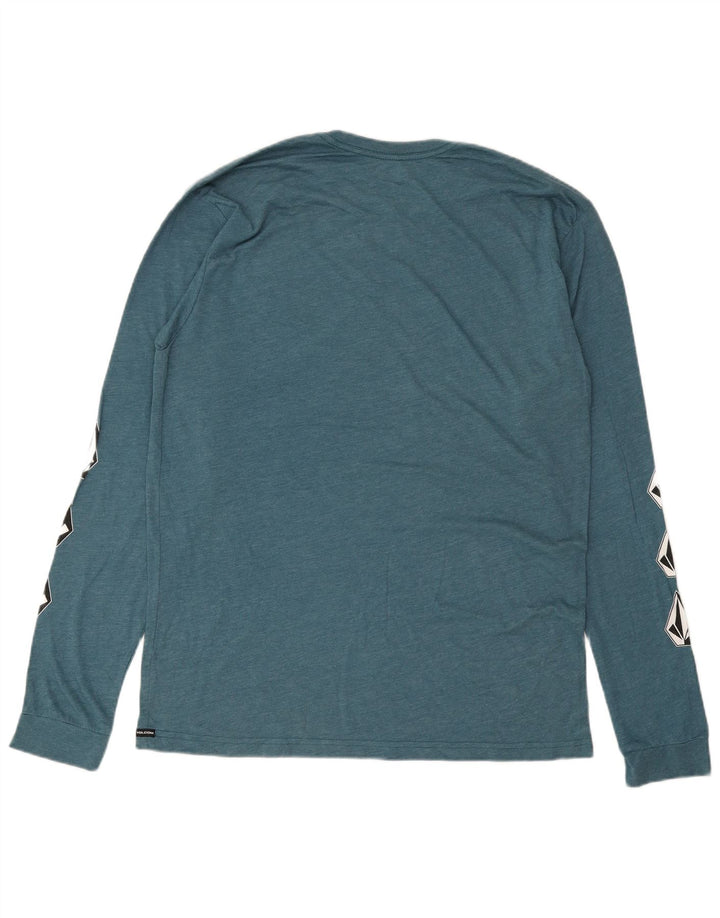 Volcom Mens Modern Fit Graphic Top Manga Longa XL Azul Algodão