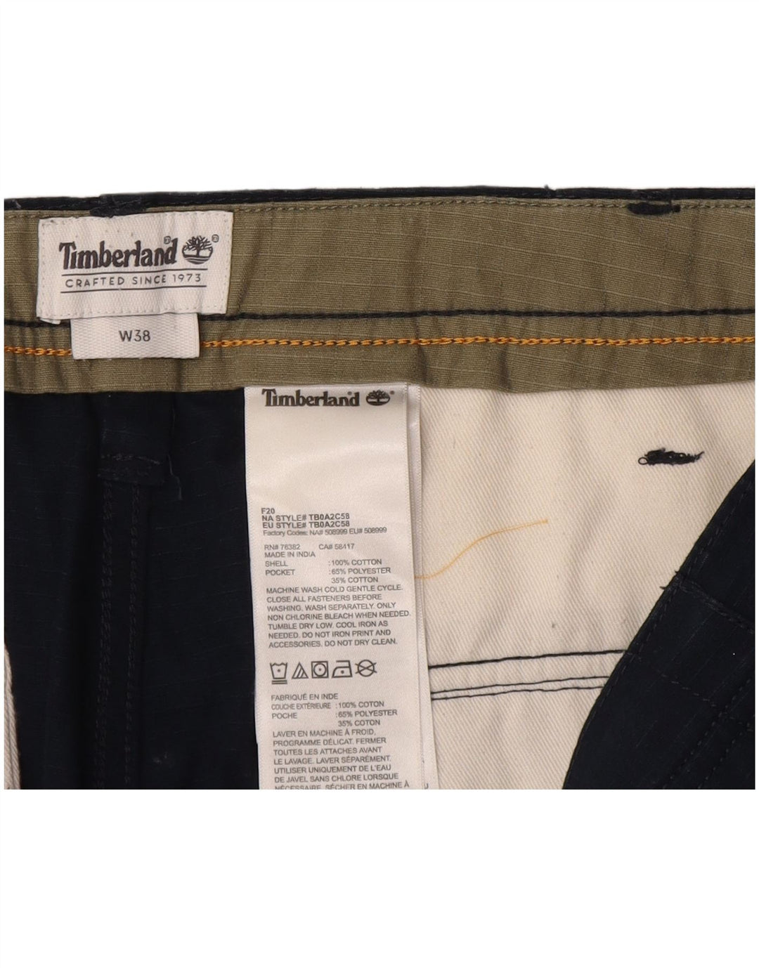 Shorts cargo masculino TIMBERLAND W38 XL azul marinho algodão