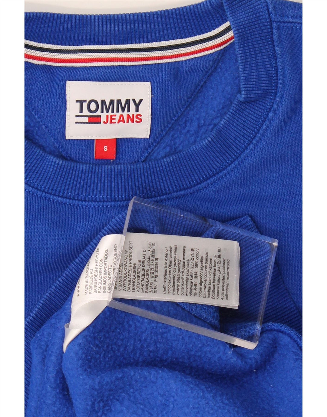 TOMMY HILFIGER Suéter masculino com capuz pequeno azul algodão