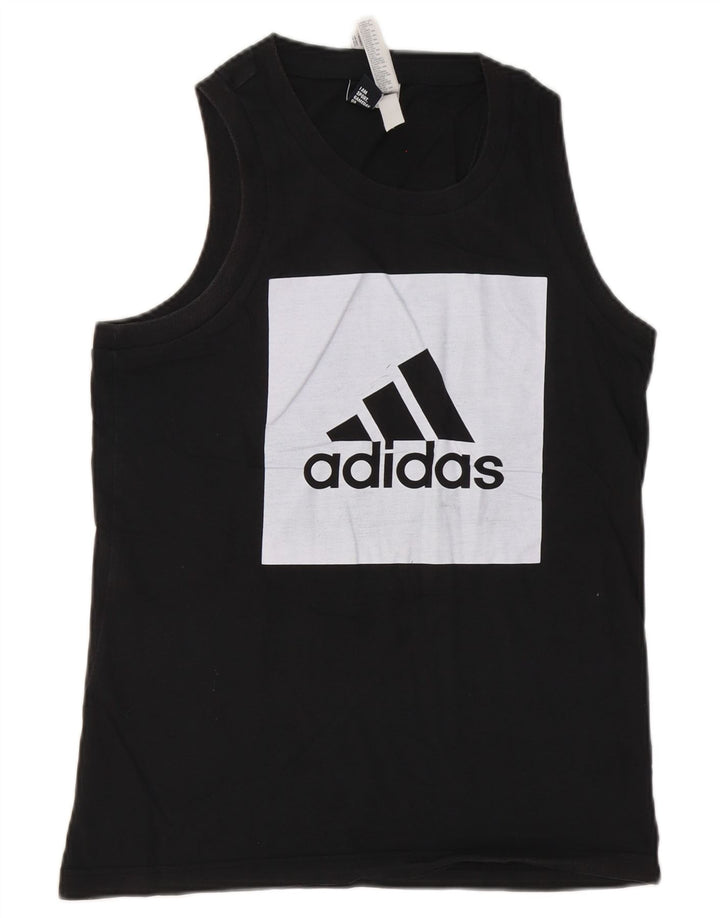 Adidas Mens Graphic Vest Top Pequeno Algodão Preto
