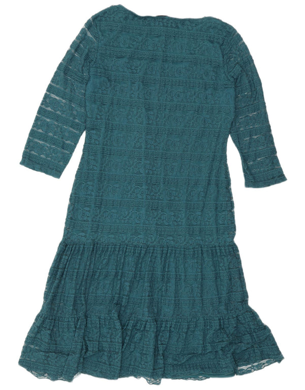 Marks & Spencer Vestido feminino de manga 3/4 com cintura baixa UK 14 Grande Verde
