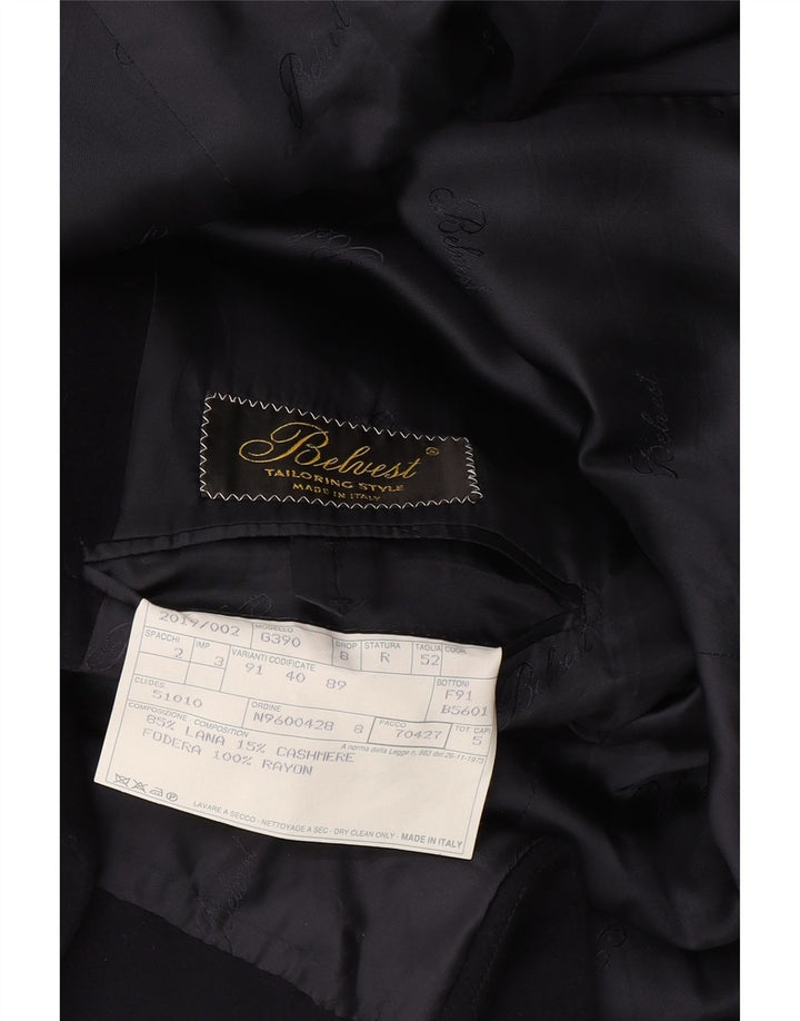 Jaqueta blazer masculina BELVEST com peito duplo IT 52 XL lã azul marinho