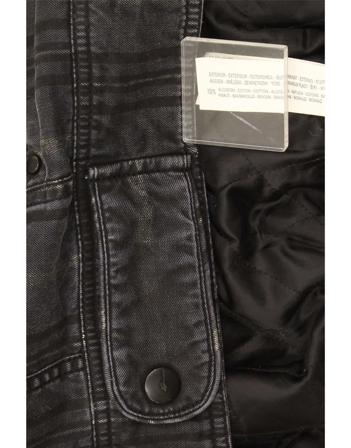 Jaqueta jeans militar masculina Zara UK 40 grande algodão cinza