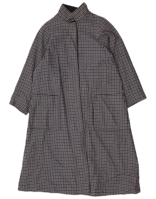 Sobretudo reversível feminino vintage Reino Unido 18 XL espinha de peixe azul marinho