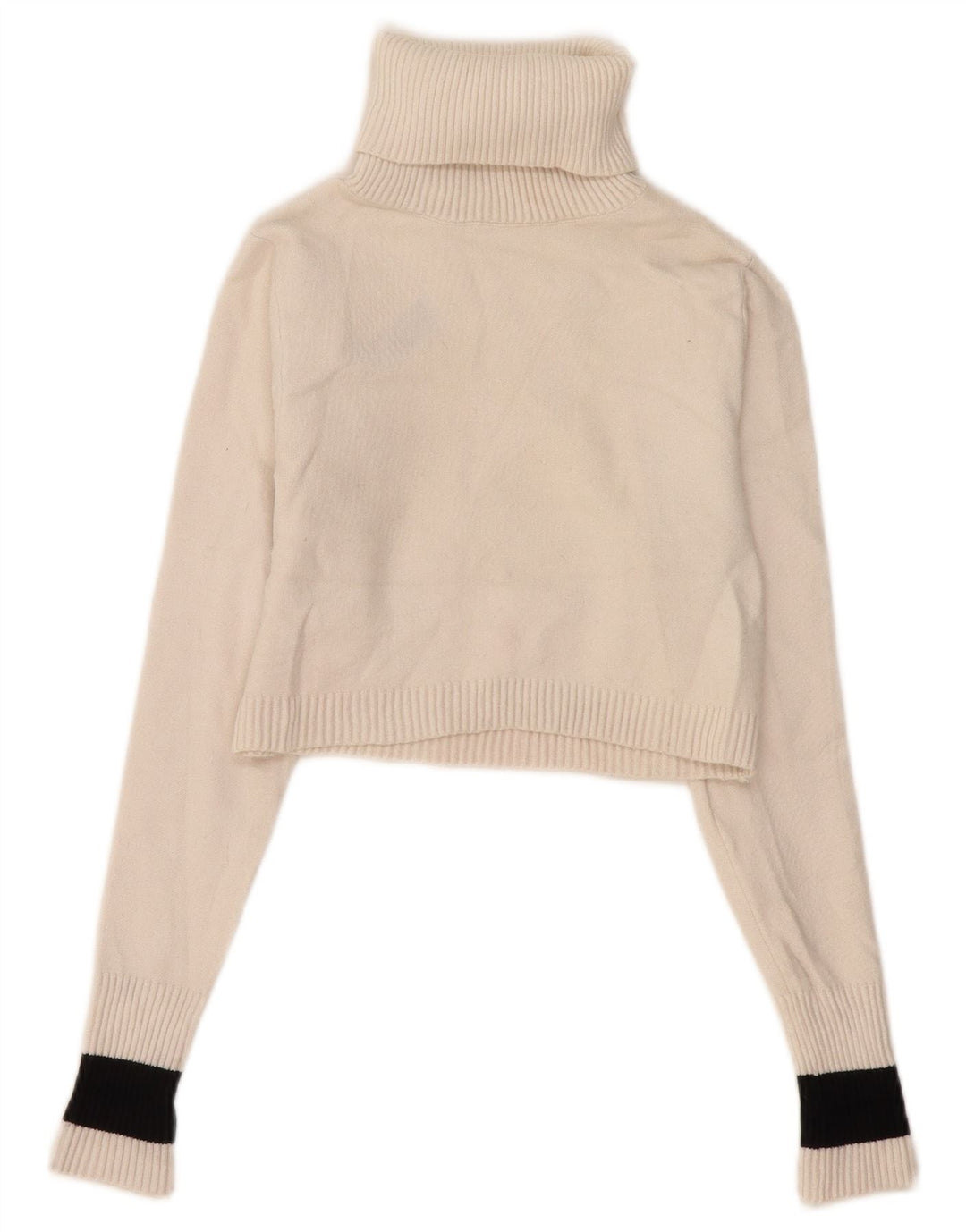 Zara Suéter feminino cropped com gola redonda Reino Unido 12 bloco colorido branco médio