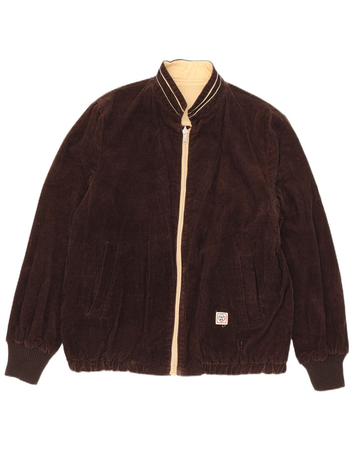 Jaqueta de veludo reversível masculina POP 84 UK 36 pequena marrom