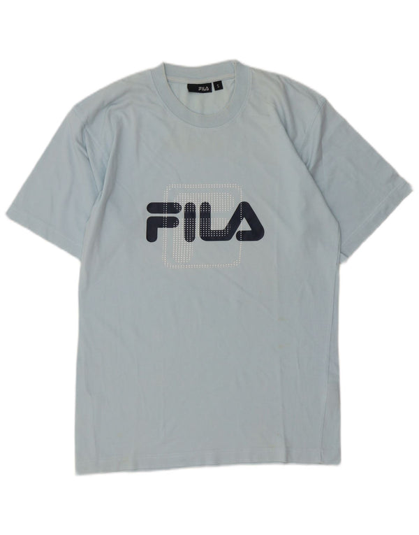 Fila Mens Graphic T-Shirt Top Pequeno Algodão Azul