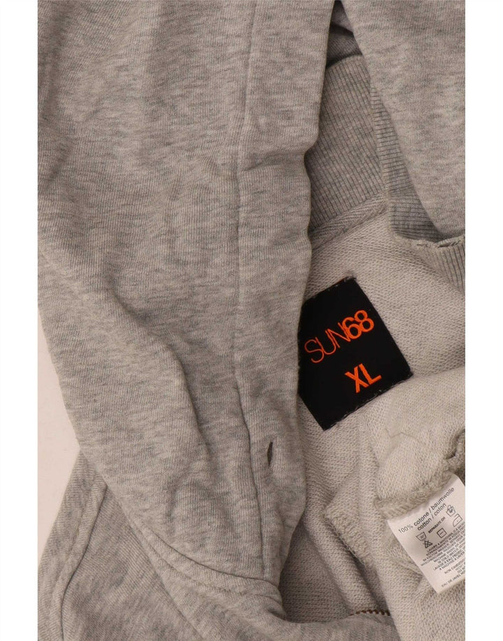 Sun68 Suéter masculino com capuz e zíper XL algodão cinza