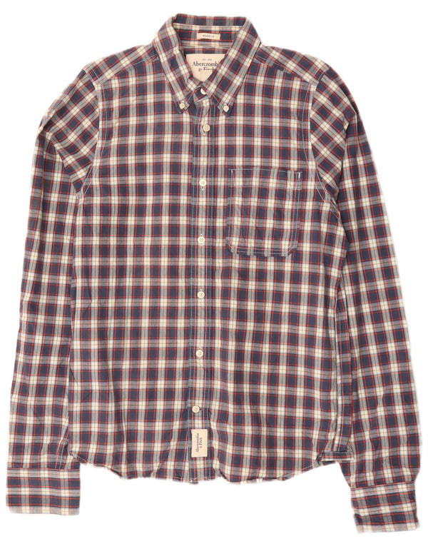 Abercrombie & Fitch Mens Muscle Shirt Large Blue Check Cotton