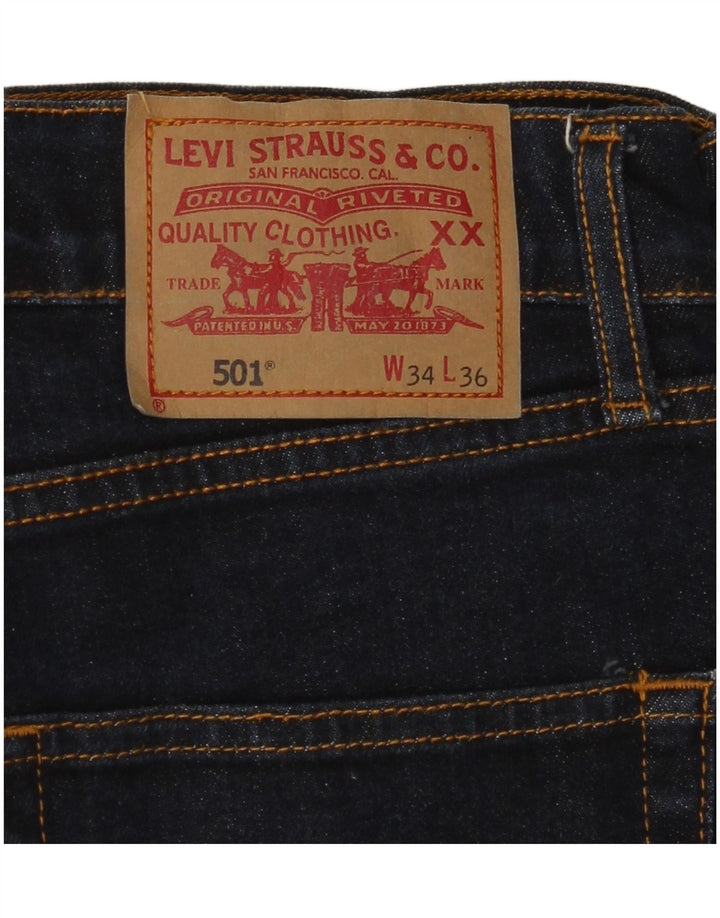 LEVI'S Masculino 501 Straight Jeans W34 L27 Azul Marinho Algodão