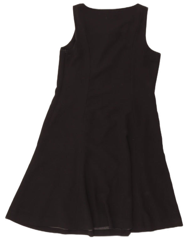 Vestido feminino Hobbs sem mangas evasê UK 16 grande poliéster preto