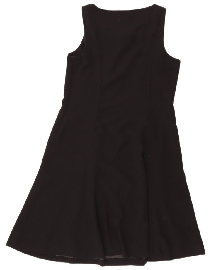 Vestido feminino Hobbs sem mangas evasê UK 16 grande poliéster preto