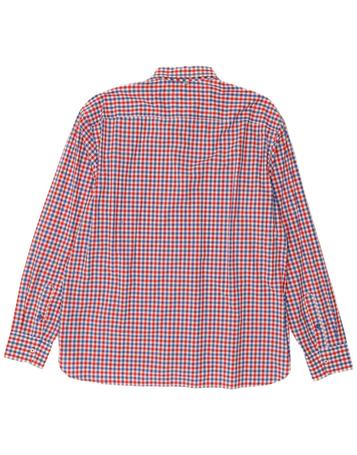 Tommy Hilfiger Camisa masculina de ajuste personalizado 2XL algodão vermelho guingão
