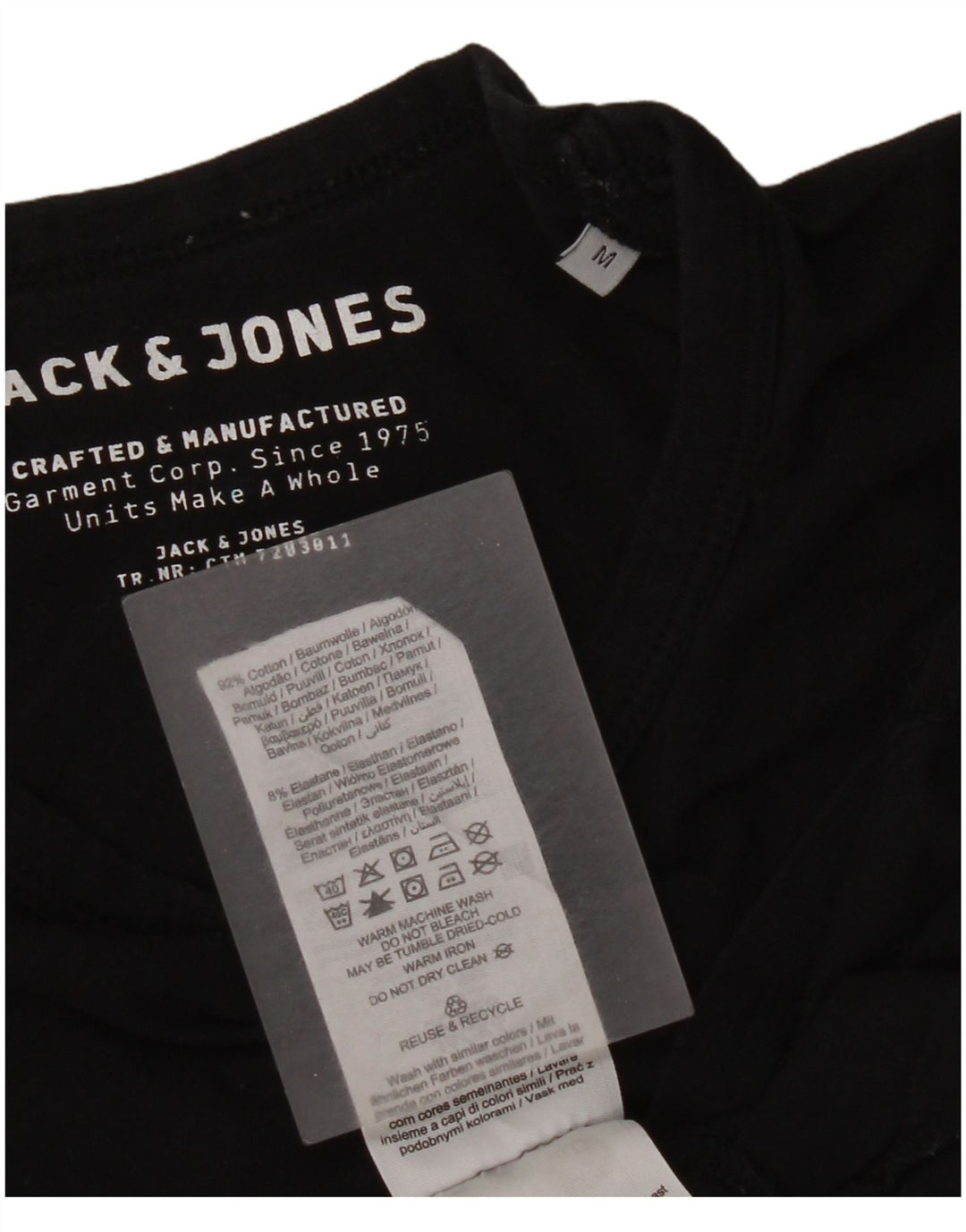 Camiseta masculina Jack & Jones Top médio algodão preto