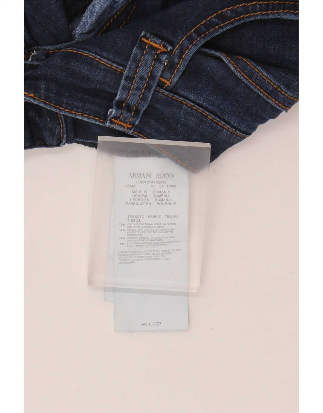 Jeans retos femininos Armani W31 L32 algodão azul marinho