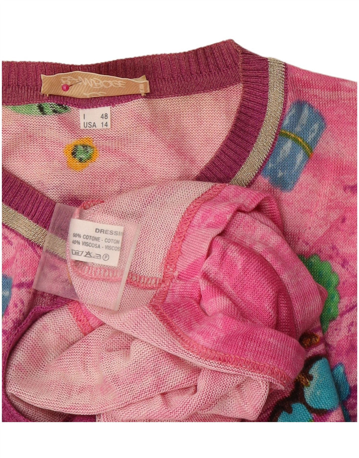 Cardigã feminino Le Bambole com padrão abstrato e palangre IT 48 XL rosa