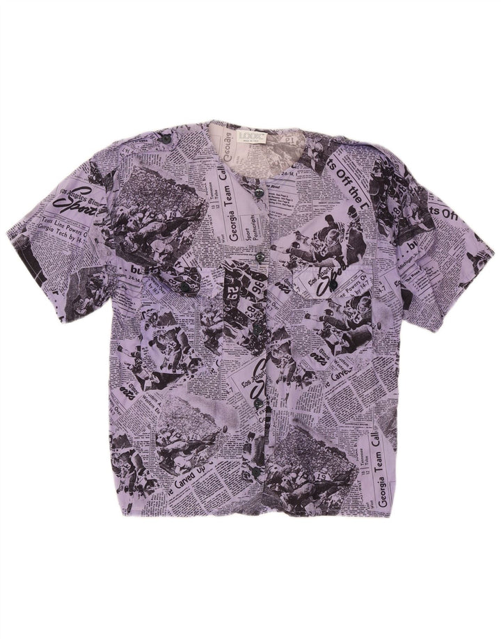 Blusa feminina vintage de manga curta com estampa gráfica IT 46 grande lilás