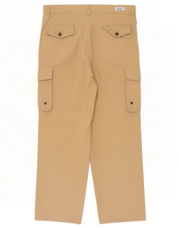 Fila Mens Straight Cargo Calças IT 50 Grande W34 L28 Algodão Bege