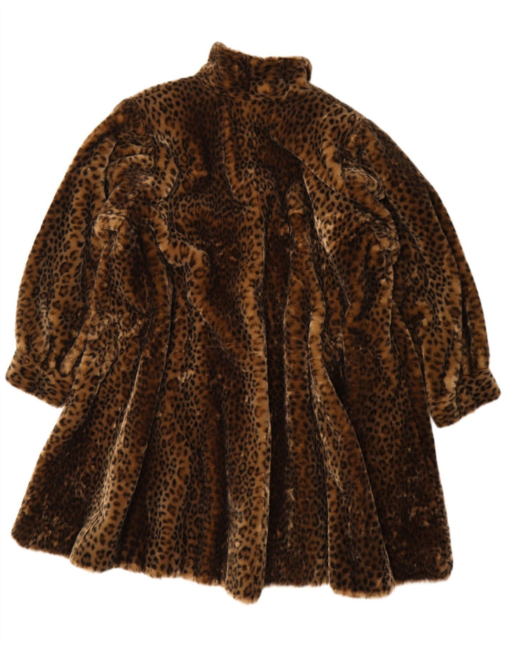 Sobretudo oversized feminino Michel Alexis EU 38 marrom médio com estampa animal